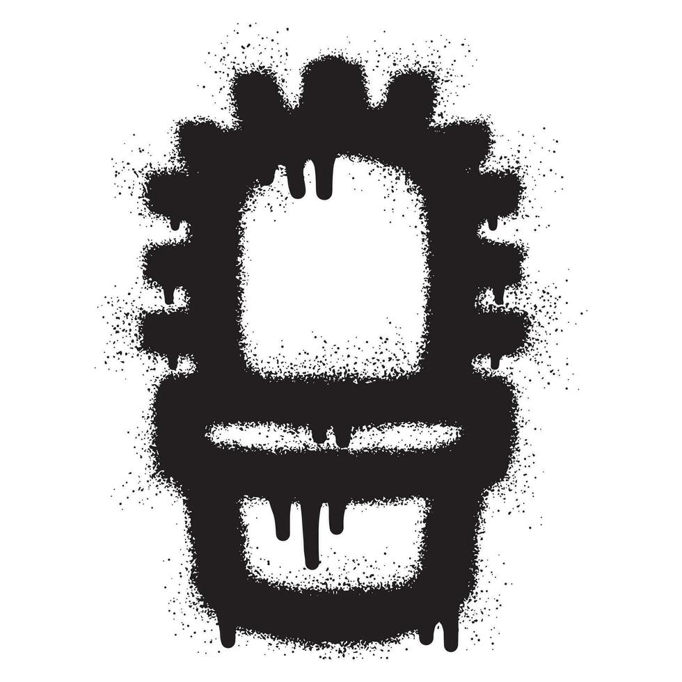cactus in een pot graffiti met zwart verstuiven verf vector