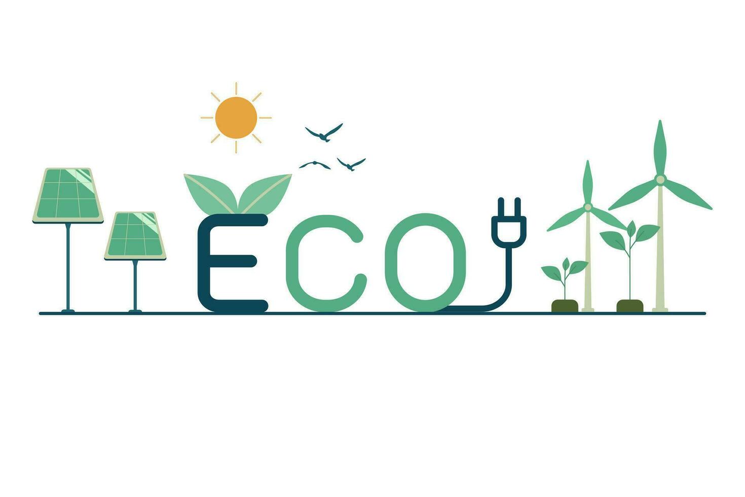 eco vriendelijk duurzaam, alternatief groen energie bronnen, bruikbaar voor branding en natuur logo, ecologie natuur element concepten. vector ontwerp illustratie.