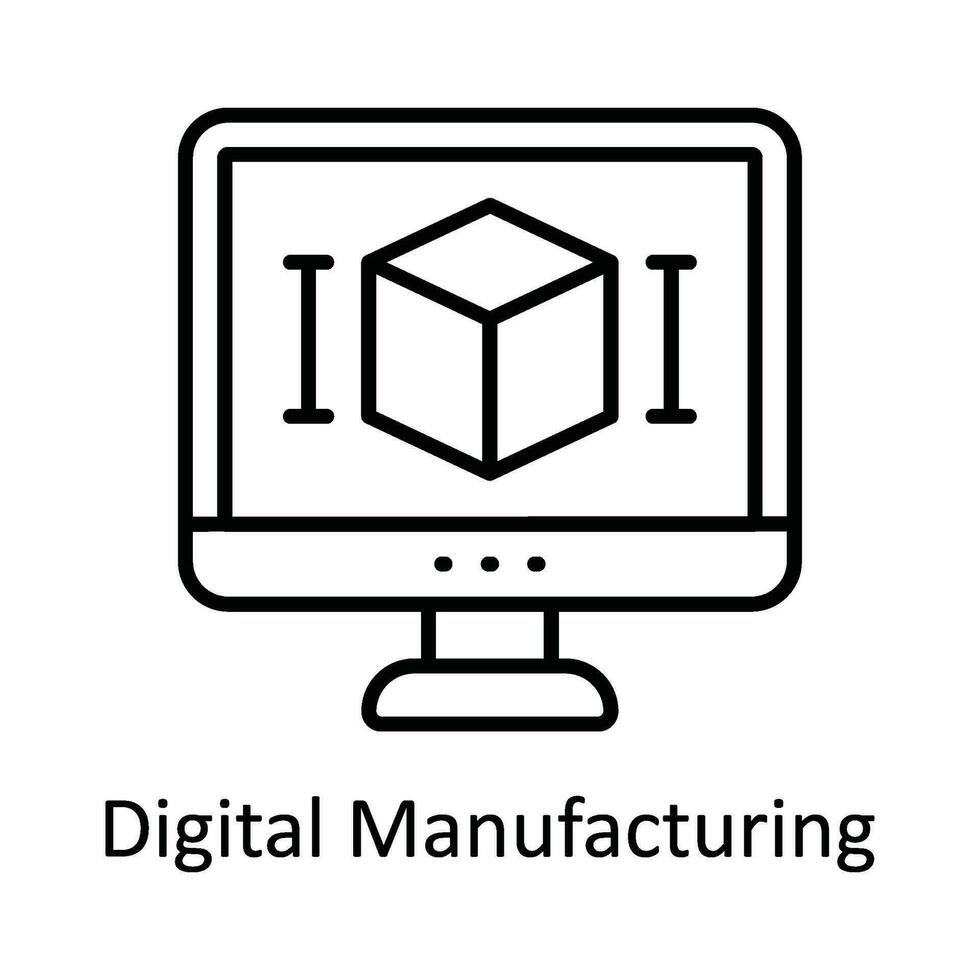 digitaal fabricage vector schets icoon ontwerp illustratie. slim industrieën symbool Aan wit achtergrond eps 10 het dossier