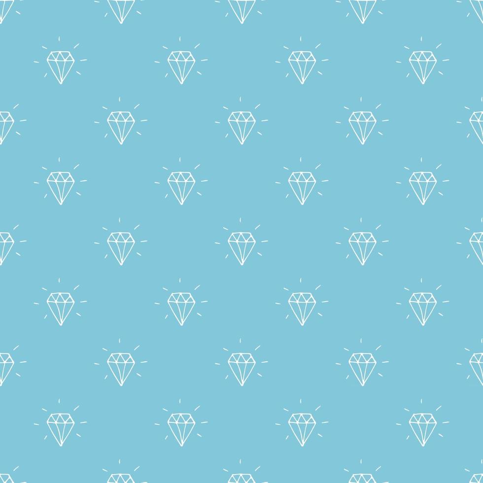 diamant naadloze patroon vectorillustratie. hand getrokken geschetste doodle diamant symbolen achtergrond vector