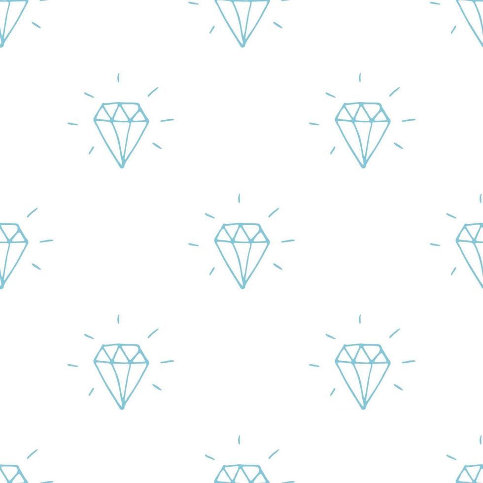 diamant naadloze patroon vectorillustratie. hand getrokken geschetste doodle diamant symbolen achtergrond vector