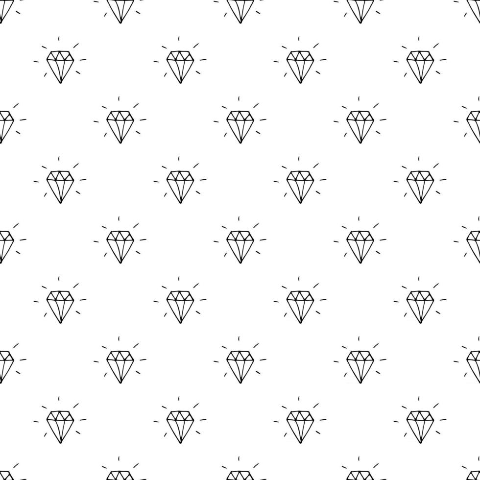 diamant naadloze patroon vectorillustratie. hand getrokken geschetste doodle diamant symbolen achtergrond vector