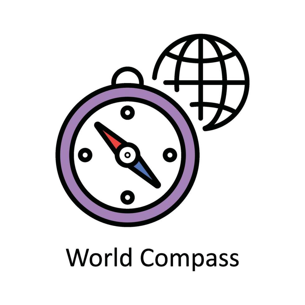 wereld kompas vector vullen schets icoon ontwerp illustratie. kaart en navigatie symbool Aan wit achtergrond eps 10 het dossier