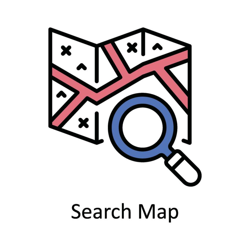 zoeken kaart vector vullen schets icoon ontwerp illustratie. kaart en navigatie symbool Aan wit achtergrond eps 10 het dossier