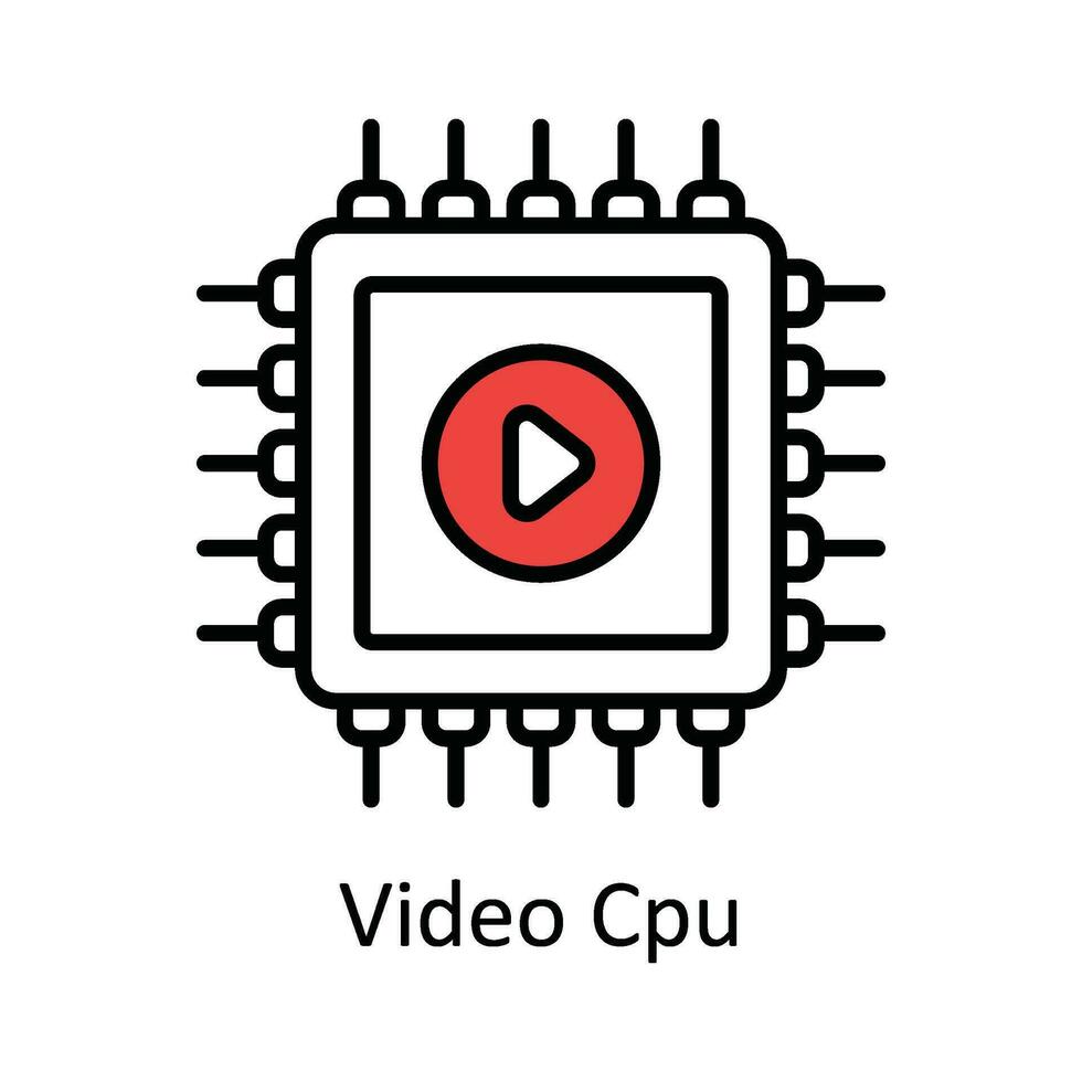 video CPU vector vullen schets icoon ontwerp illustratie. online streaming symbool Aan wit achtergrond eps 10 het dossier