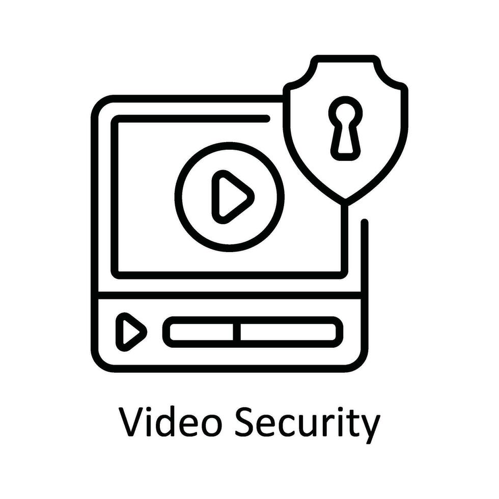 video veiligheid vector schets icoon ontwerp illustratie. online streaming symbool Aan wit achtergrond eps 10 het dossier