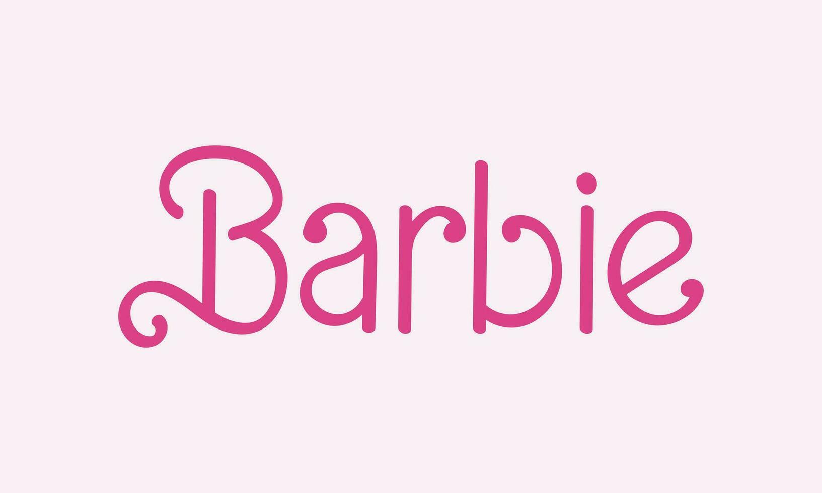 Barbie schoonschrift logo. populair film met een mode blond pop. spel voor meisjes. vecor illustratie vector