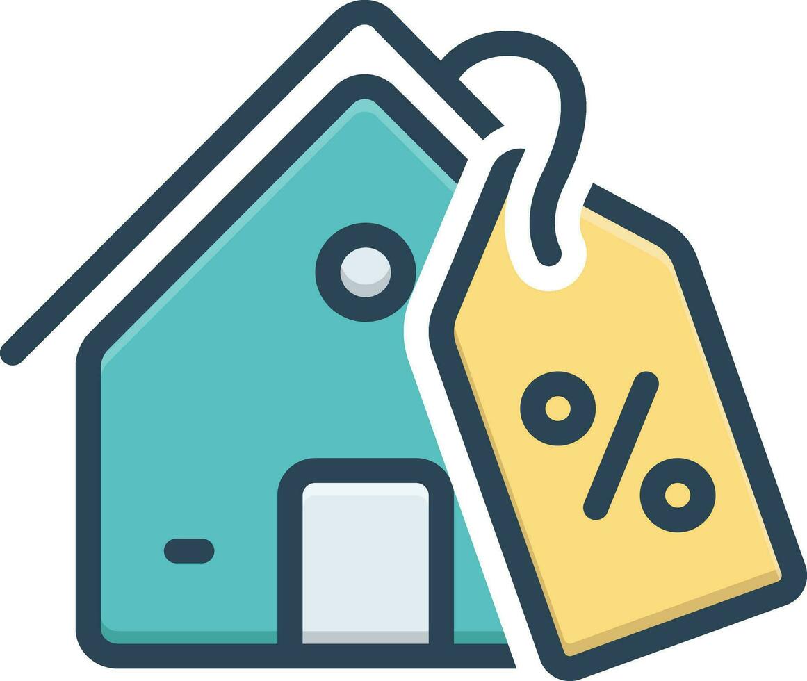 kleur icoon voor huis voor uitverkoop vector