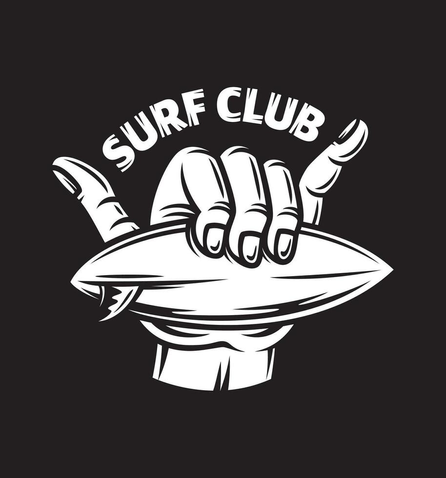shaka hand- vector teken. hangen los voor surfen club symbool - vector