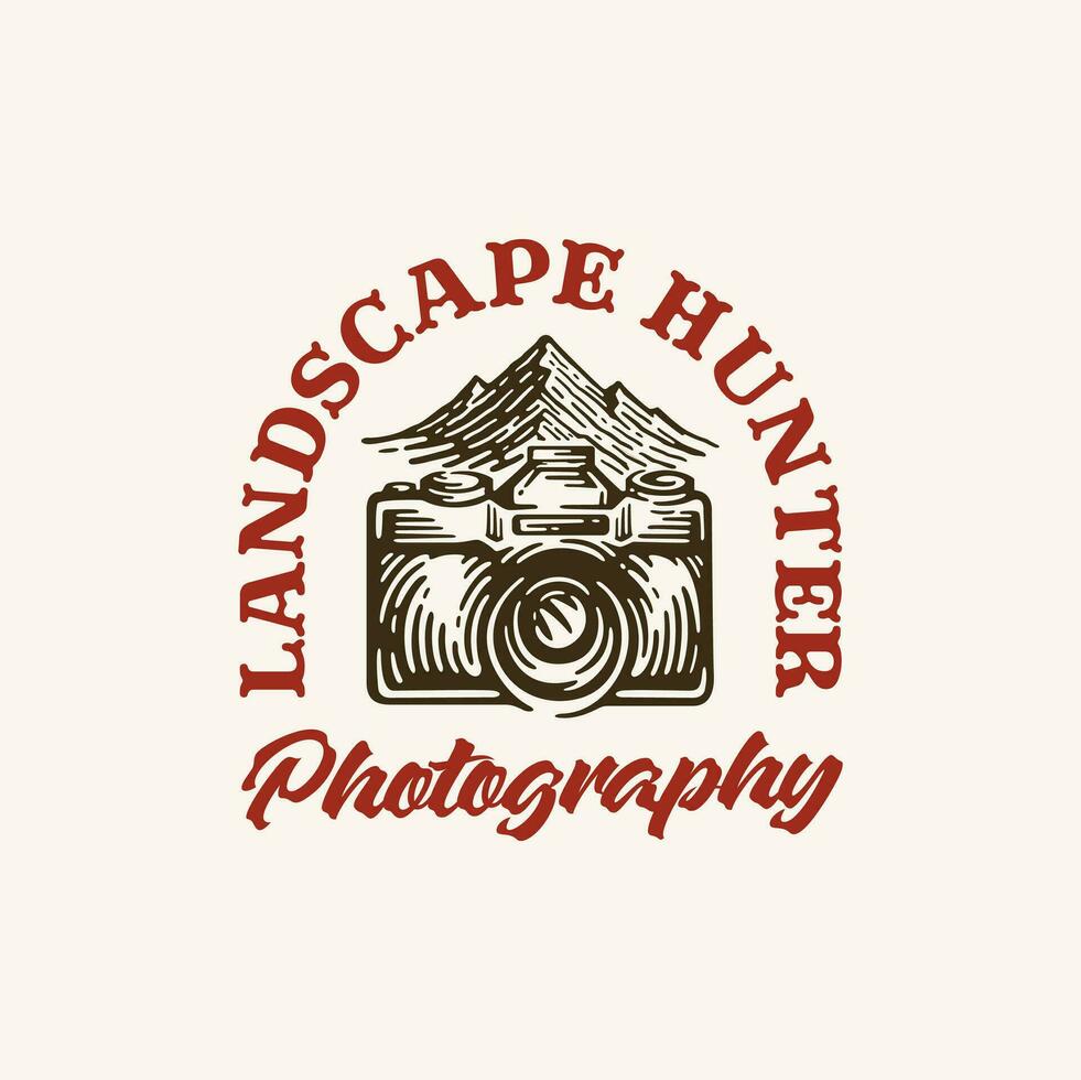 landschap fotografie logo ontwerp inspiratie in stijl wijnoogst vector