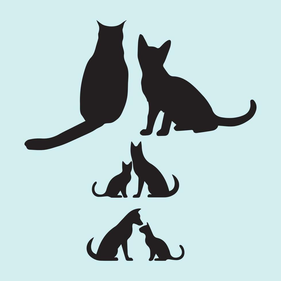 silhouetten van hond en kat vector illustratie.