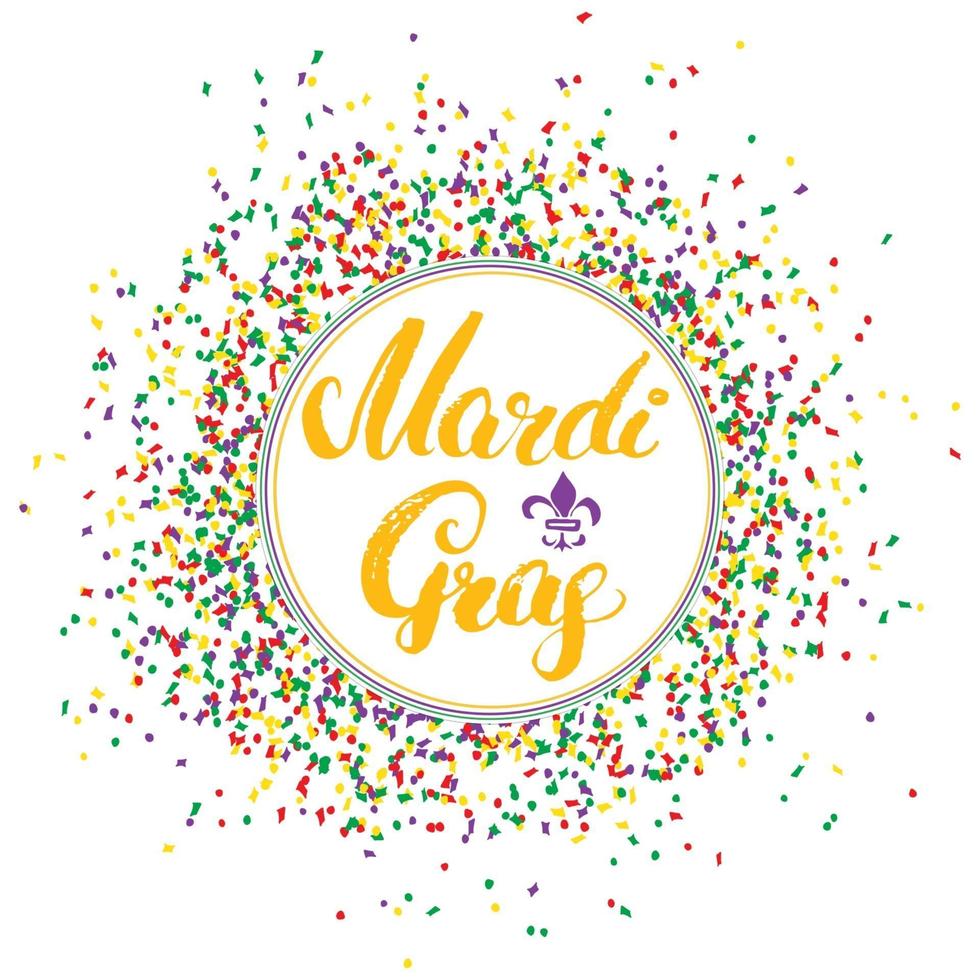 mardi gras kalligrafische letters. typografisch ontwerp van de wenskaart. kalligrafie belettering voor vakantiegroet. hand getrokken belettering tekst vectorillustratie vector