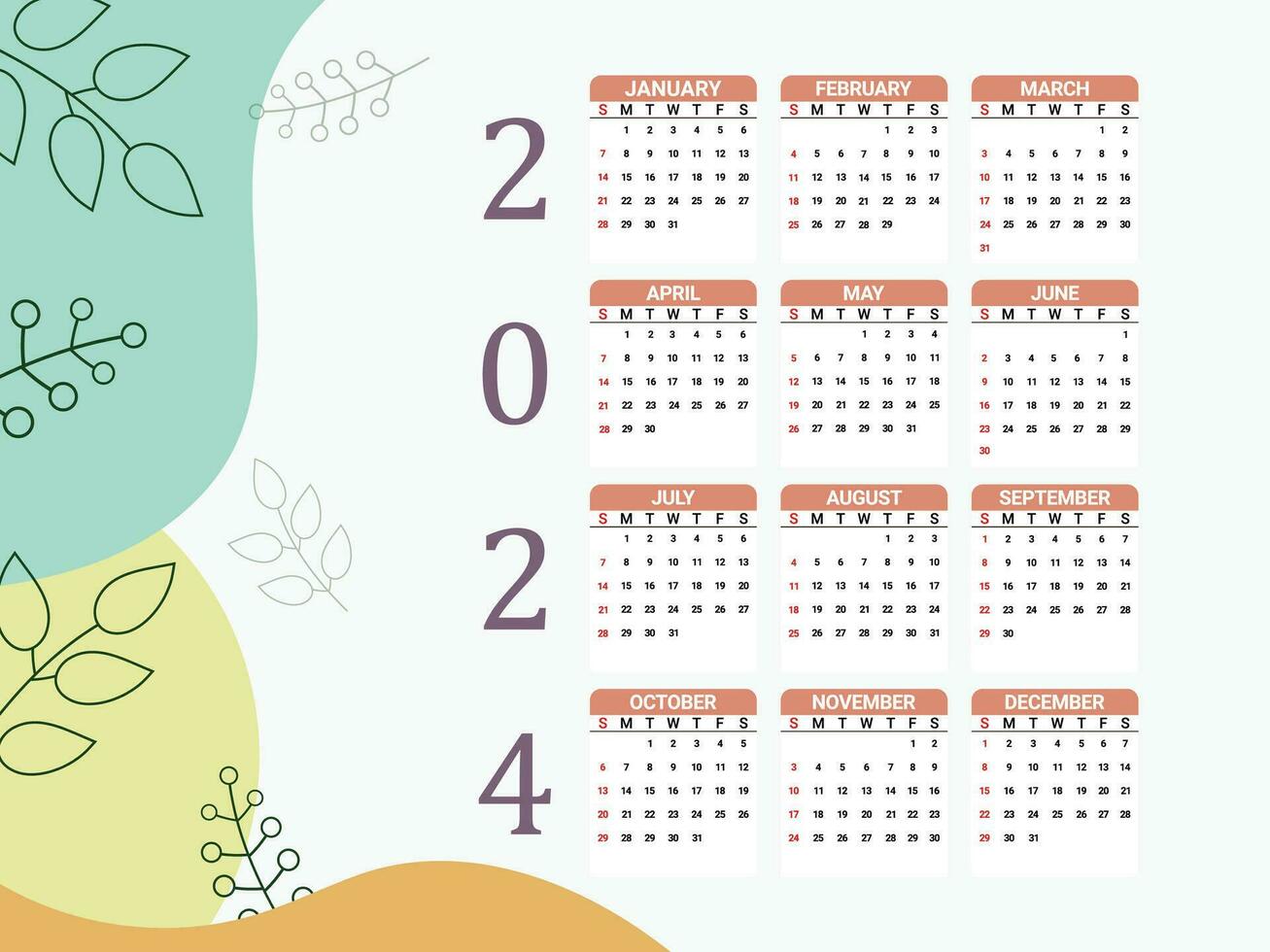 2024 kalender ontwerp vector