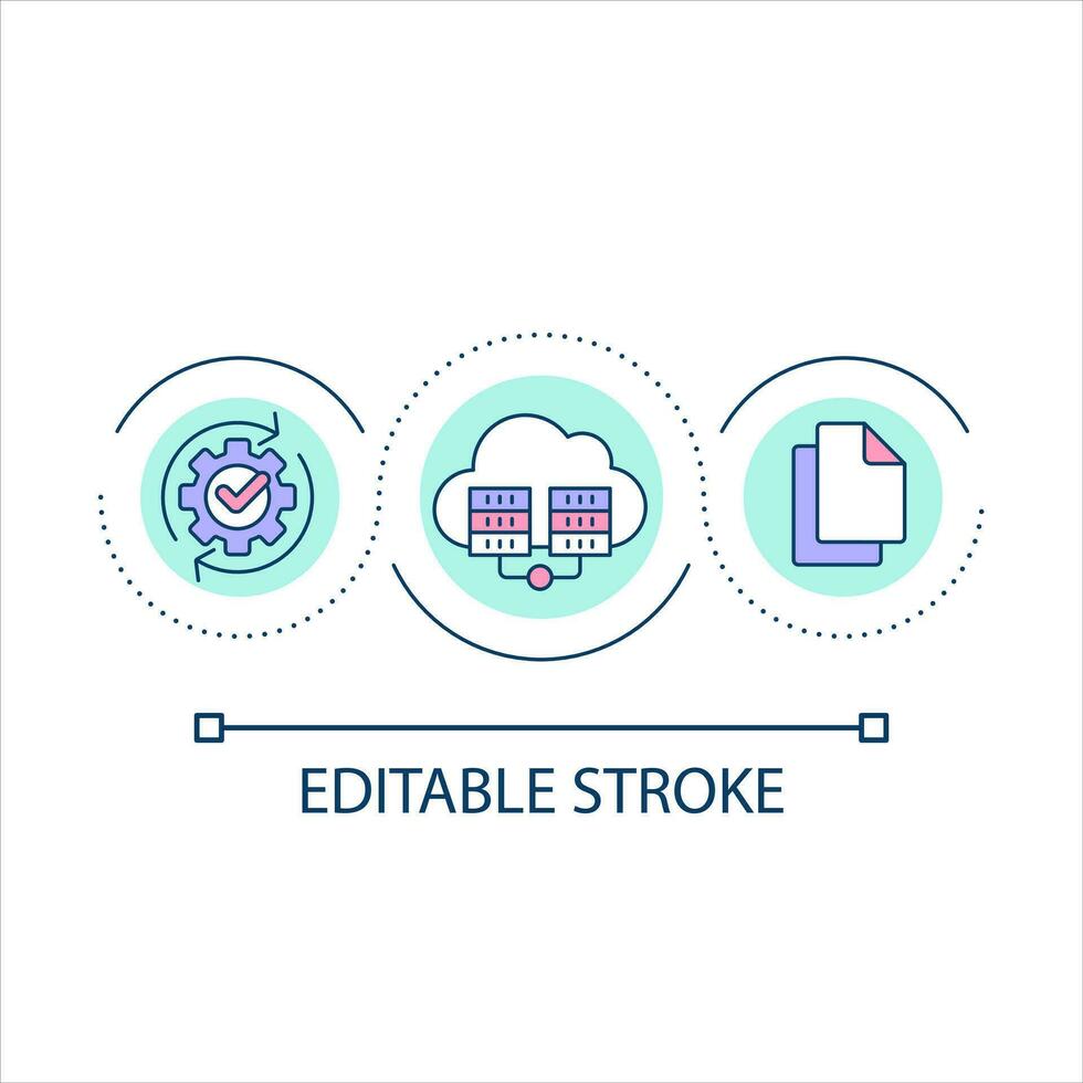 wolk server lus concept icoon. gegevens restauratie. systeem upgrade. onderhoud aanbieder. back-ups abstract idee dun lijn illustratie. geïsoleerd schets tekening. bewerkbare beroerte vector