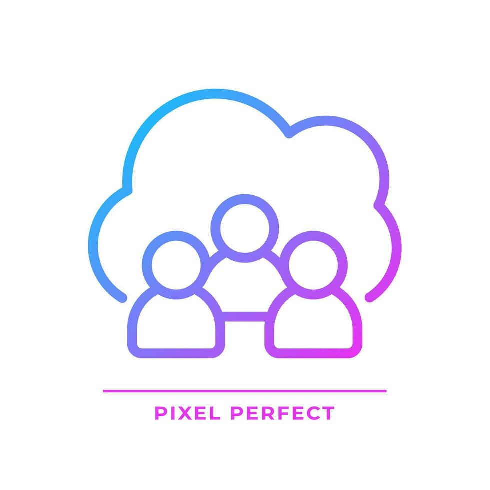gemeenschap wolk pixel perfect helling lineair vector icoon. delen informatie tussen partners online. openbaar server. dun lijn kleur symbool. modern stijl pictogram. vector geïsoleerd schets tekening