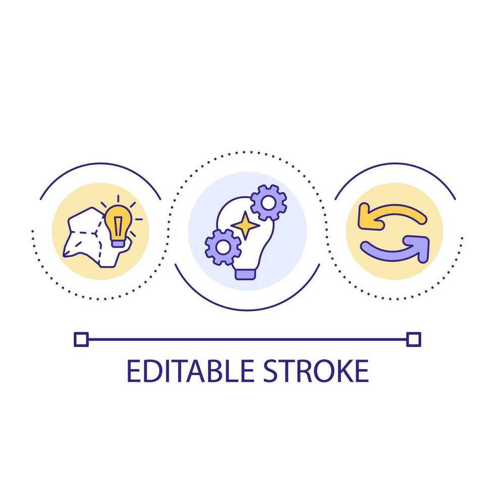 creatief denken lus concept icoon. breken mentaal blokken. visie dingen van verschillend hoeken abstract idee dun lijn illustratie. geïsoleerd schets tekening. bewerkbare beroerte vector