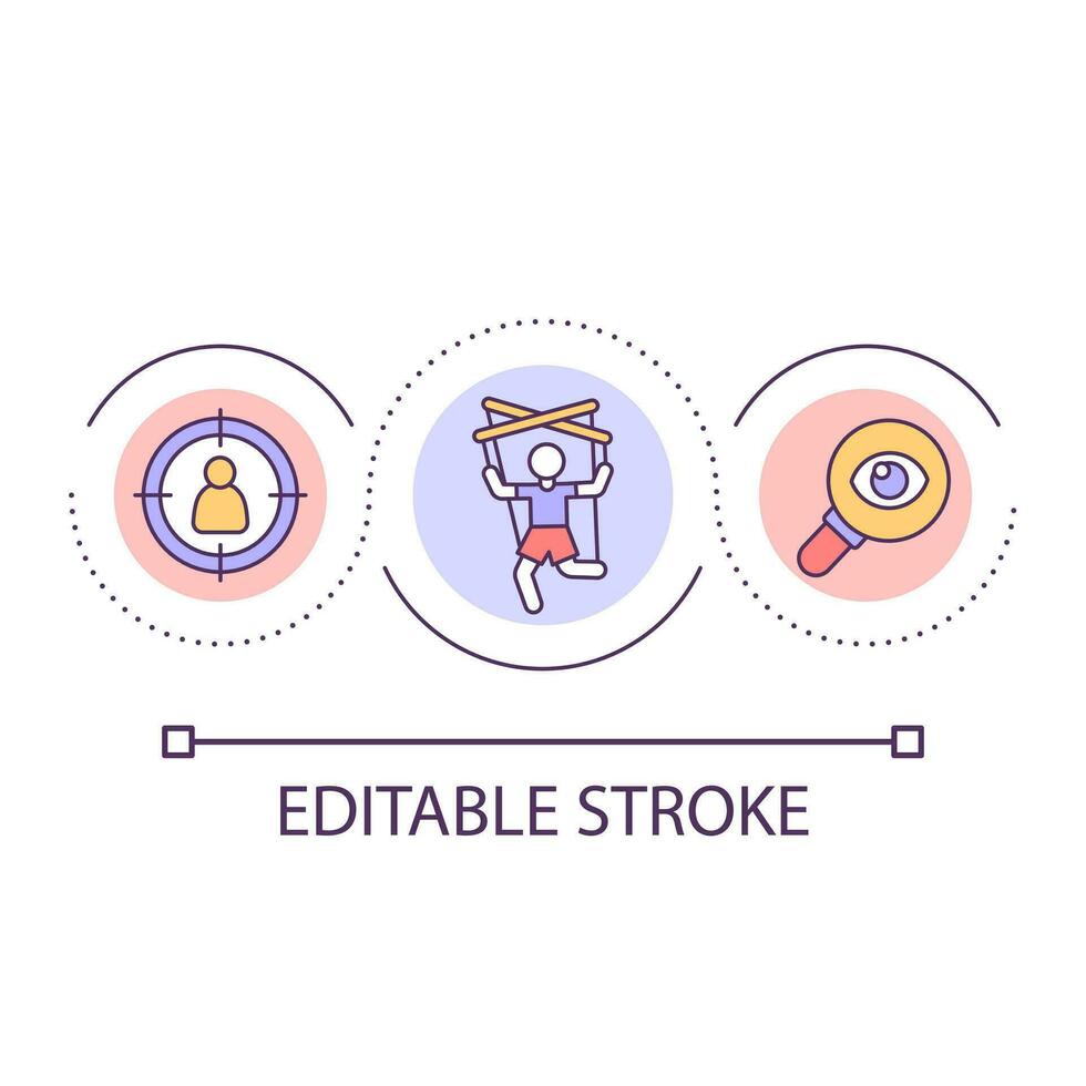 manipulatie in relaties lus concept icoon. controle marionet. Gezag relatie. overheersing abstract idee dun lijn illustratie. geïsoleerd schets tekening. bewerkbare beroerte vector