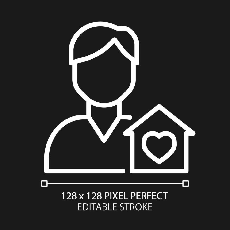 hospice pixel perfect wit lineair icoon voor donker thema. palliatief zorg en geriatrie. verpleging huis. medisch bijstand. dun lijn illustratie. geïsoleerd symbool voor nacht modus. bewerkbare beroerte vector