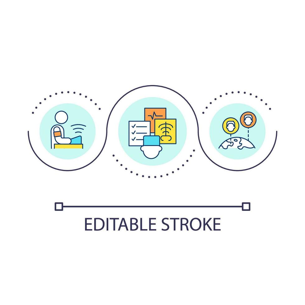 telegeneeskunde lus concept icoon. medisch software. aangepast gezondheidszorg. nieuw technologieën in Gezondheid abstract idee dun lijn illustratie. geïsoleerd schets tekening. bewerkbare beroerte vector