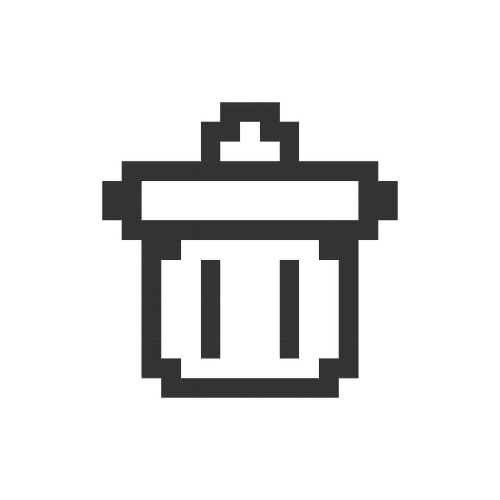 uitschot kan korrelig ui icoon. recycle bak. vuilnis container. afvalcontainer beheer. bewerkbare 8 bit grafisch element. schets geïsoleerd vector gebruiker koppel beeld voor web, mobiel app. retro stijl