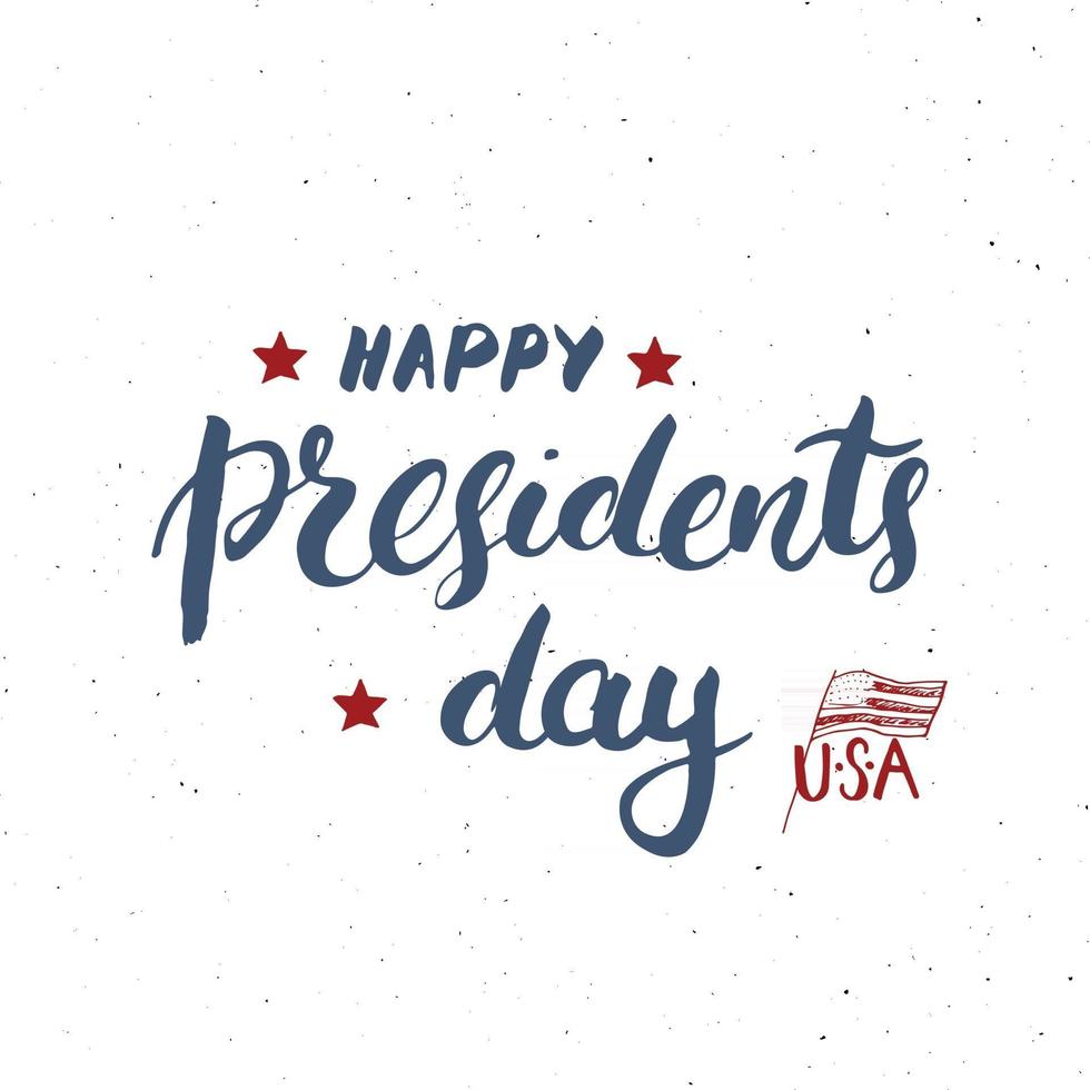 gelukkige president's day vintage usa wenskaart, viering van de verenigde staten van amerika. hand belettering, Amerikaanse vakantie grunge getextureerde retro ontwerp vectorillustratie. vector