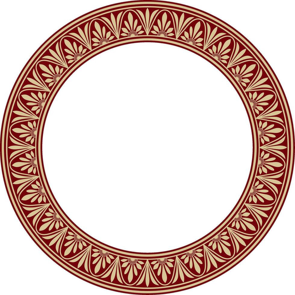 vector goud en rood ronde klassiek Grieks meander ornament. patroon, cirkel van oude Griekenland. grens, kader, ring van de Romeins rijk