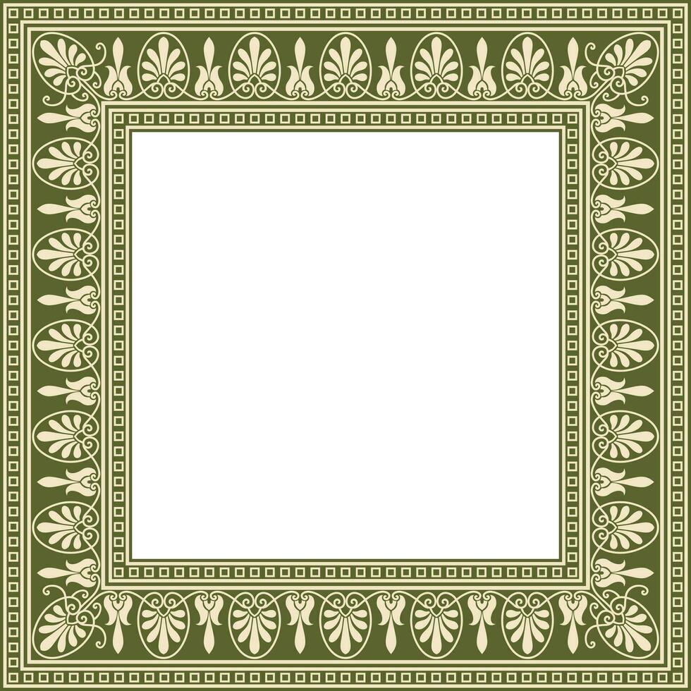 vector gouden en groen plein klassiek Grieks ornament. Europese ornament. grens, kader oude Griekenland, Romeins rijk