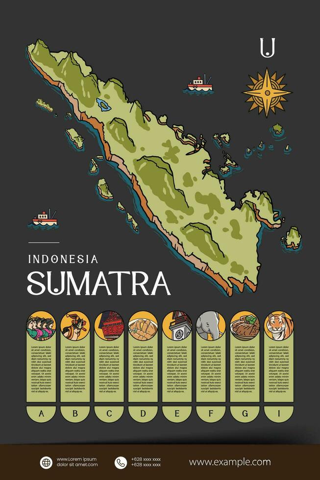 sumatera Indonesië kaarten illustratie. Indonesië eiland ontwerp lay-out vector