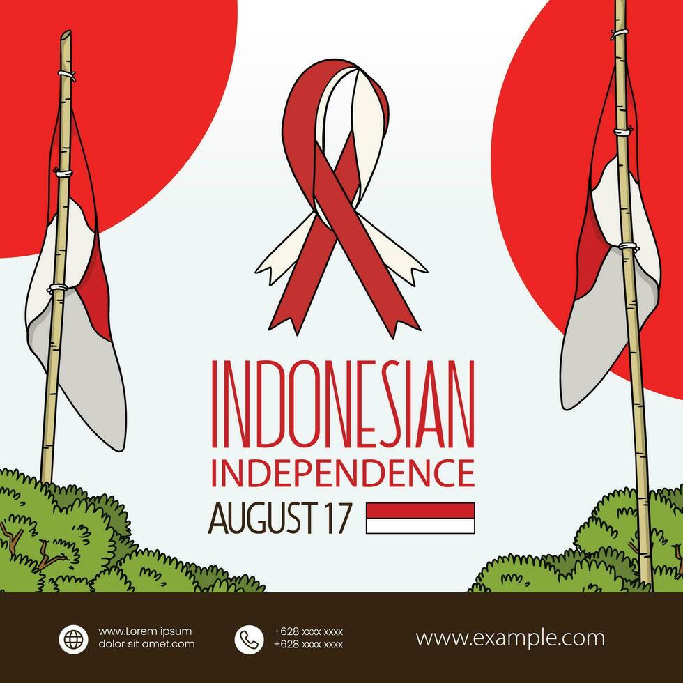 gelukkig Indonesisch onafhankelijkheid dag hand getekend illustratie achtergrond vector
