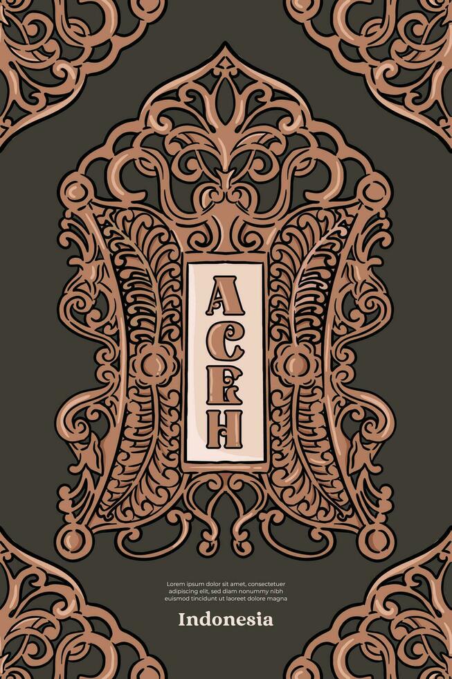 Indonesisch cultuur pintu aceh architectuur deur ontwerp patroon illustratie vector