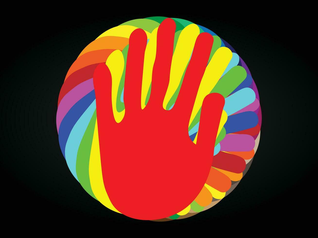 abstract hand- vorm maken kleurrijk cirkel vector