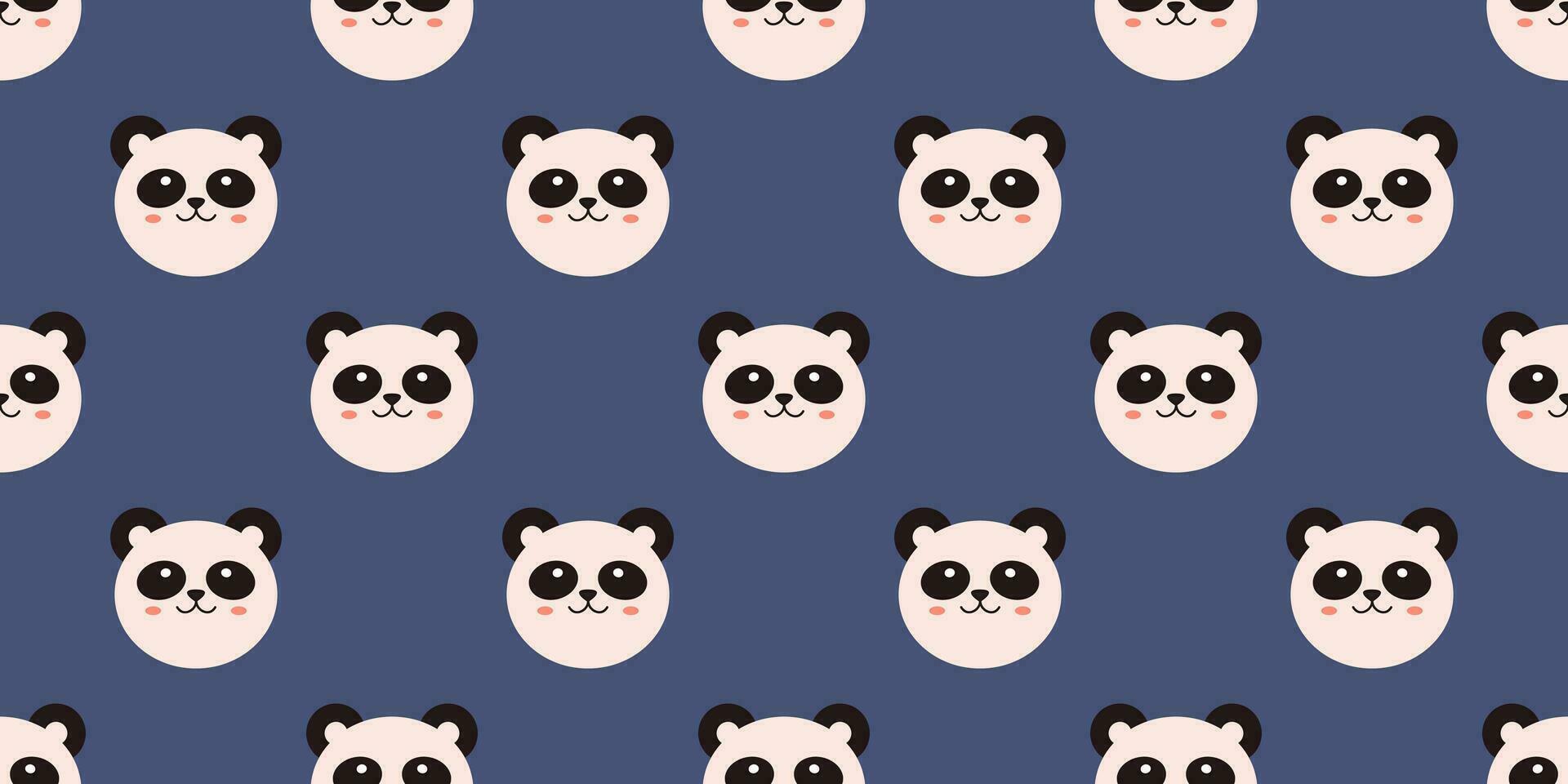 vector naadloos patroon met schattig panda hoofden. kinderachtig modieus afdrukken met panda beren. kawaii achtergrond met grappig dieren. Chinese glimlachen panda naadloos patroon.