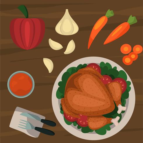 thanksgiving tafel overhead vector