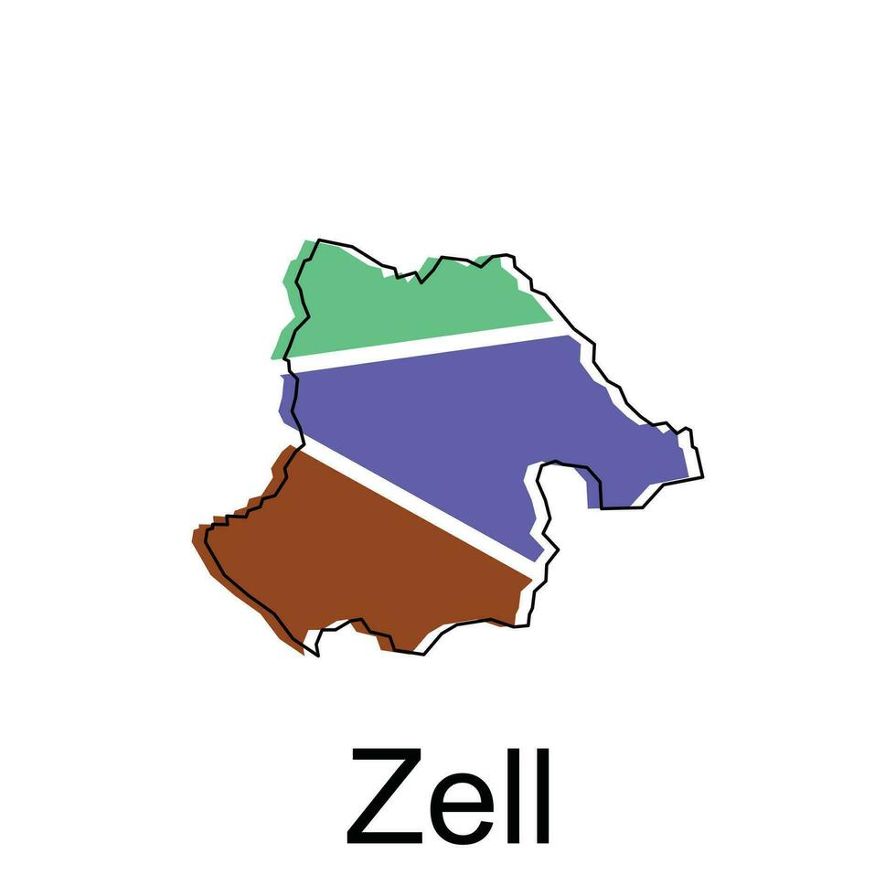 zell kaart, gedetailleerd schets kleurrijk Regio's van de Duitse land. vector illustratie sjabloon ontwerp