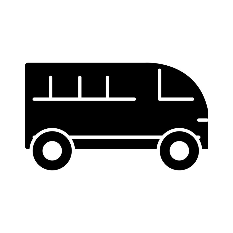 bus openbaar vervoer zijaanzicht silhouet pictogram geïsoleerd op een witte achtergrond vector