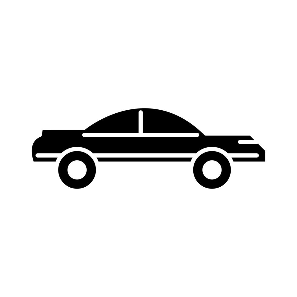 vintage auto vervoer zijaanzicht silhouet pictogram geïsoleerd op een witte achtergrond vector