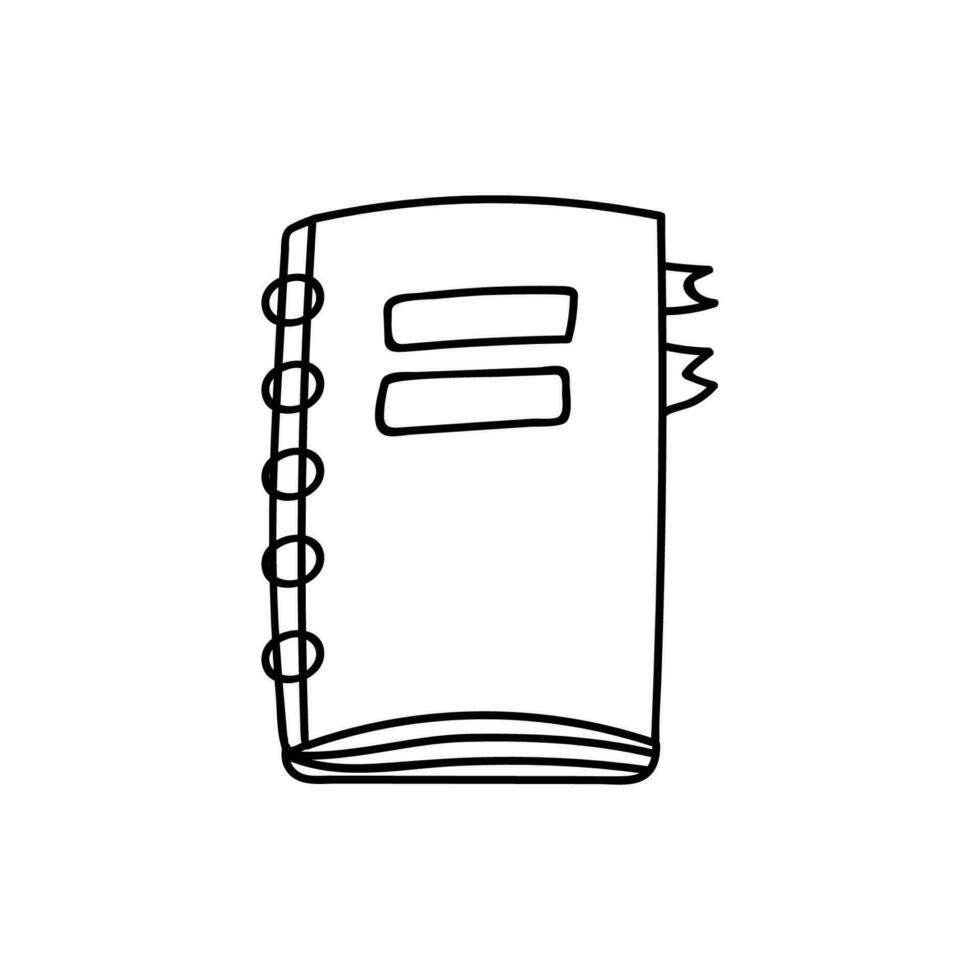 schattig hand- getrokken geïsoleerd tekening ring notitieboekje met bladwijzers, kladblok, ontwerper voor onderwijs en het roosteren vector