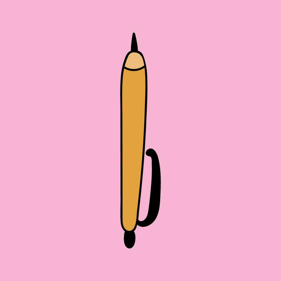 schattig hand- getrokken pen in een gemakkelijk en naief tekenfilm stijl. voor schrijven aantekeningen in planner, teken bedrijf contract, schrijven naar beneden lezingen in de Universiteit. vector illustratie geïsoleerd Aan de achtergrond