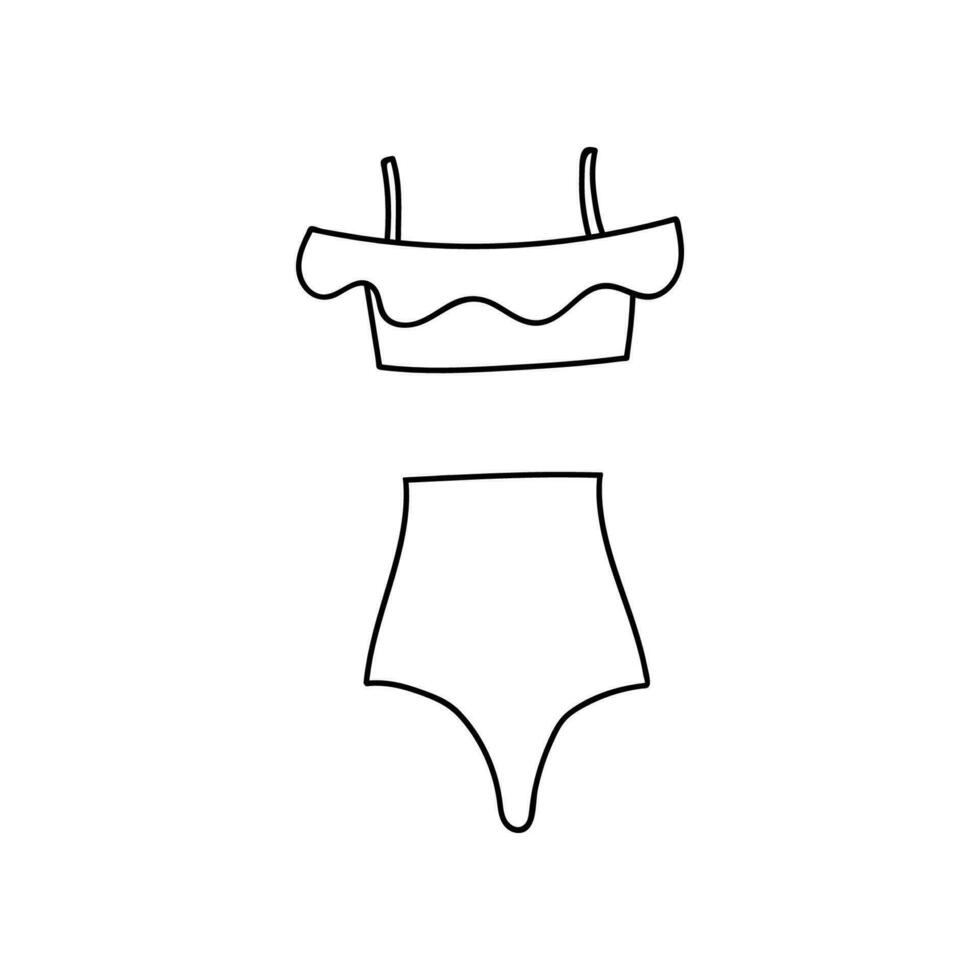 schattig clip art vector zomer zwempak voor Dames en meisjes. zwemmen kleren voor zwemmen in de zwembad, zee, oceaan. gemakkelijk kleurrijk hand- getrokken tekening geïsoleerd Aan de achtergrond
