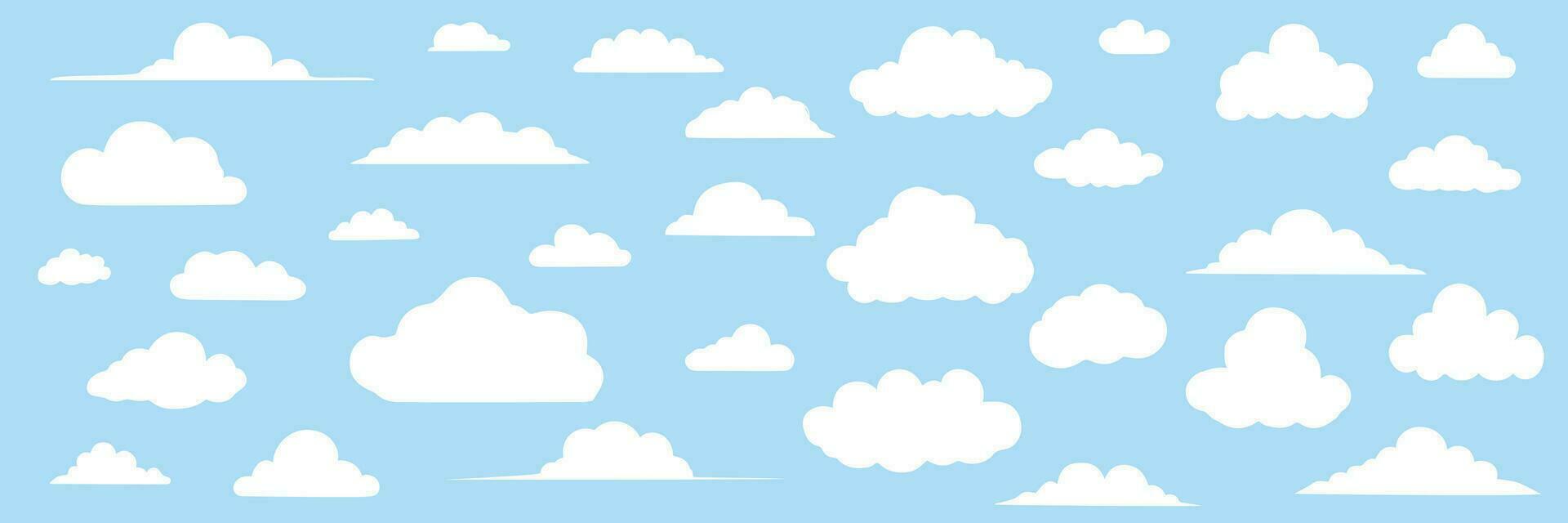 tekenfilm wolk vector set. blauw lucht met wit wolken. vector illustratie