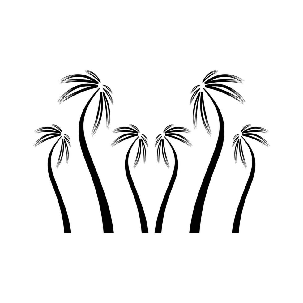 palm boom reeks vector illustratie Aan wit achtergrond silhouet.