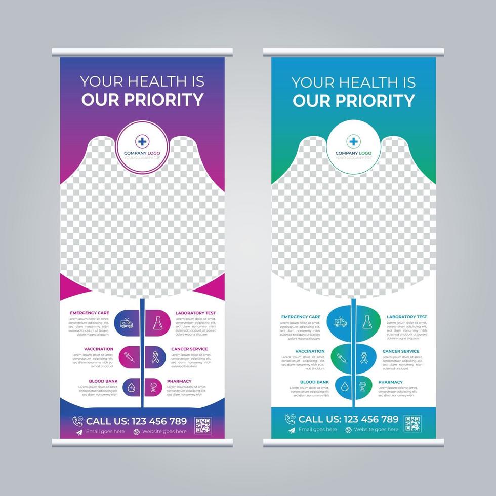 sjabloon voor medische roll-up banner vector