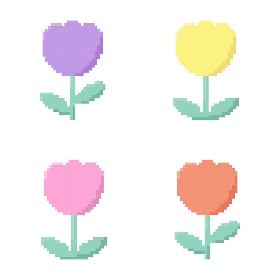 tulp bloem pixel kunst, bloem pixel kunst 8 bit vector