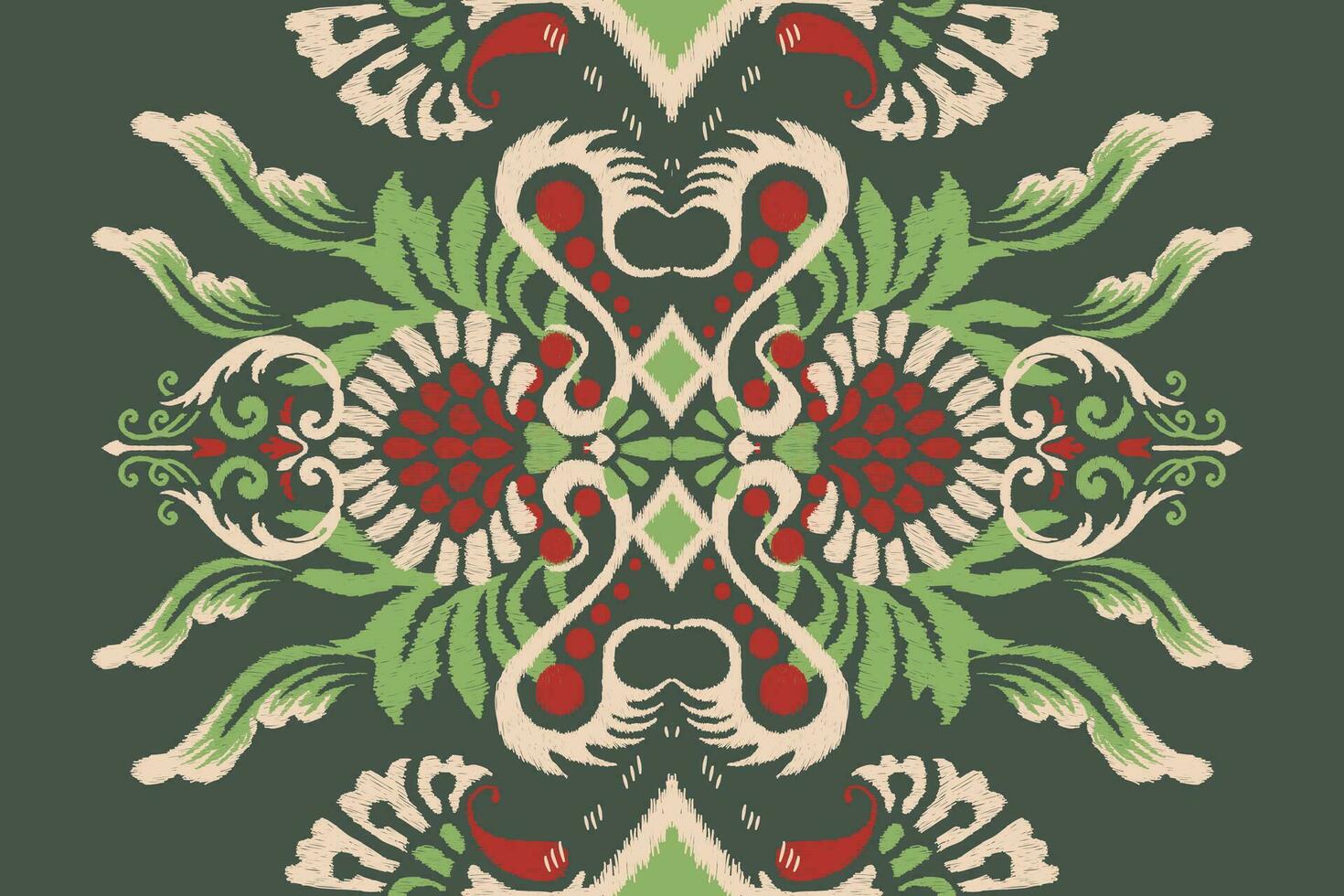 ikat bloemen paisley borduurwerk Aan groen achtergrond.ikat etnisch oosters patroon traditioneel.azteken stijl abstract vector illustratie.ontwerp voor textuur, stof, kleding, verpakking, decoratie, sarong, sjaal