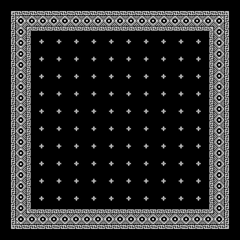 gemakkelijk zwart bandana versierd met wit meetkundig ornament dat kan worden toegepast naar stoffen van divers kleuren vector