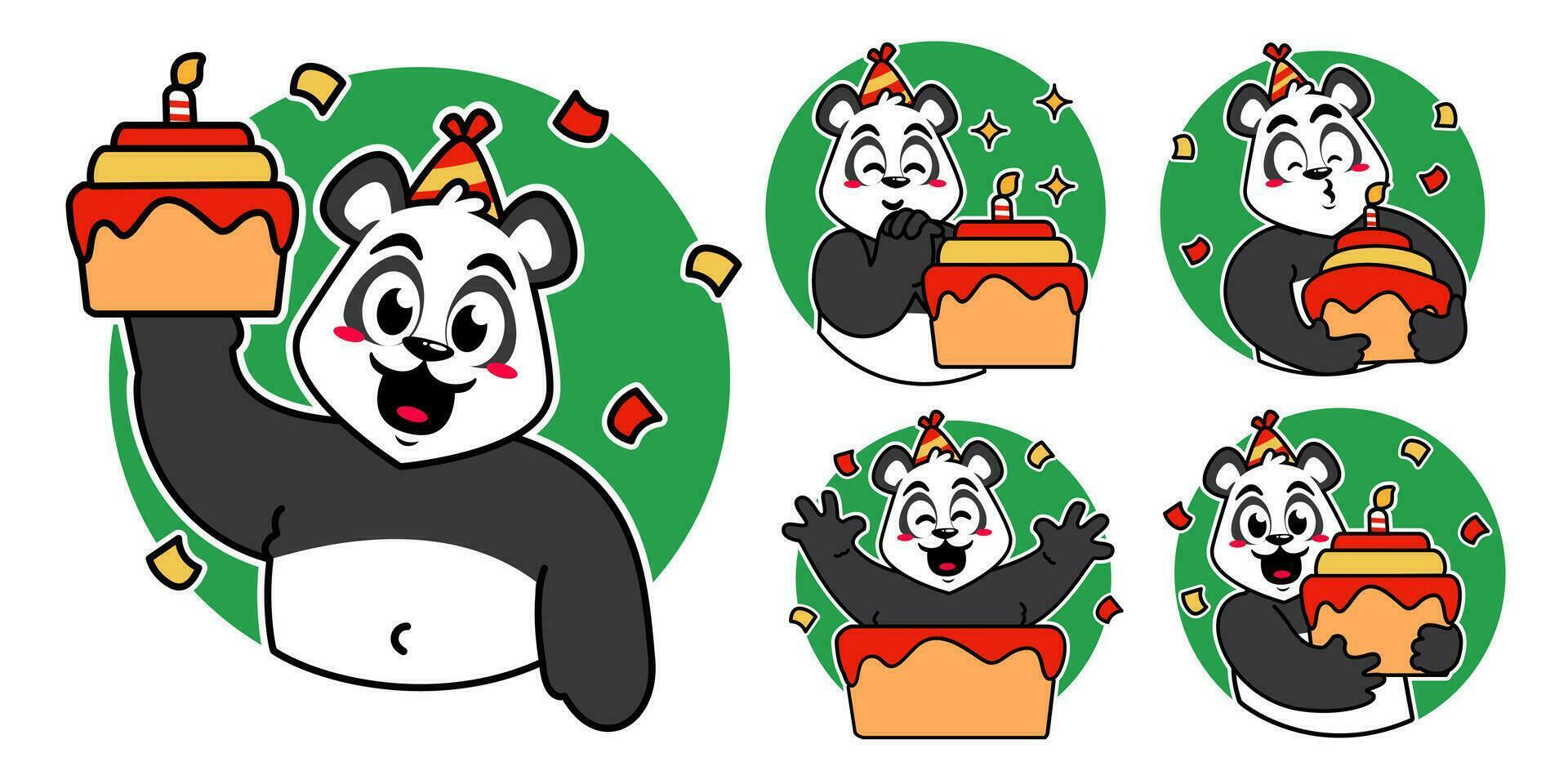 verjaardag panda sticker vector
