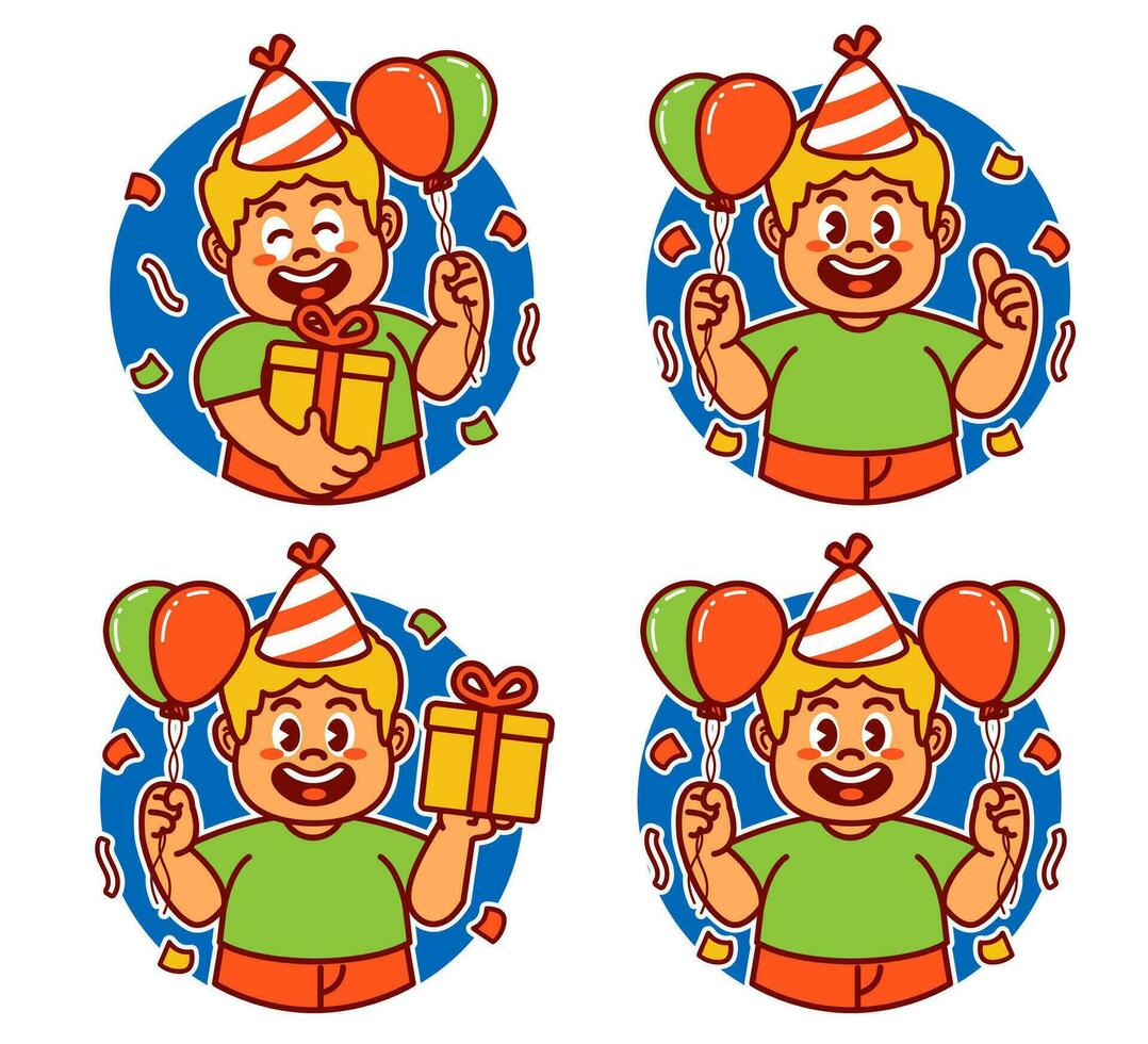 verjaardag jongen stickers vector