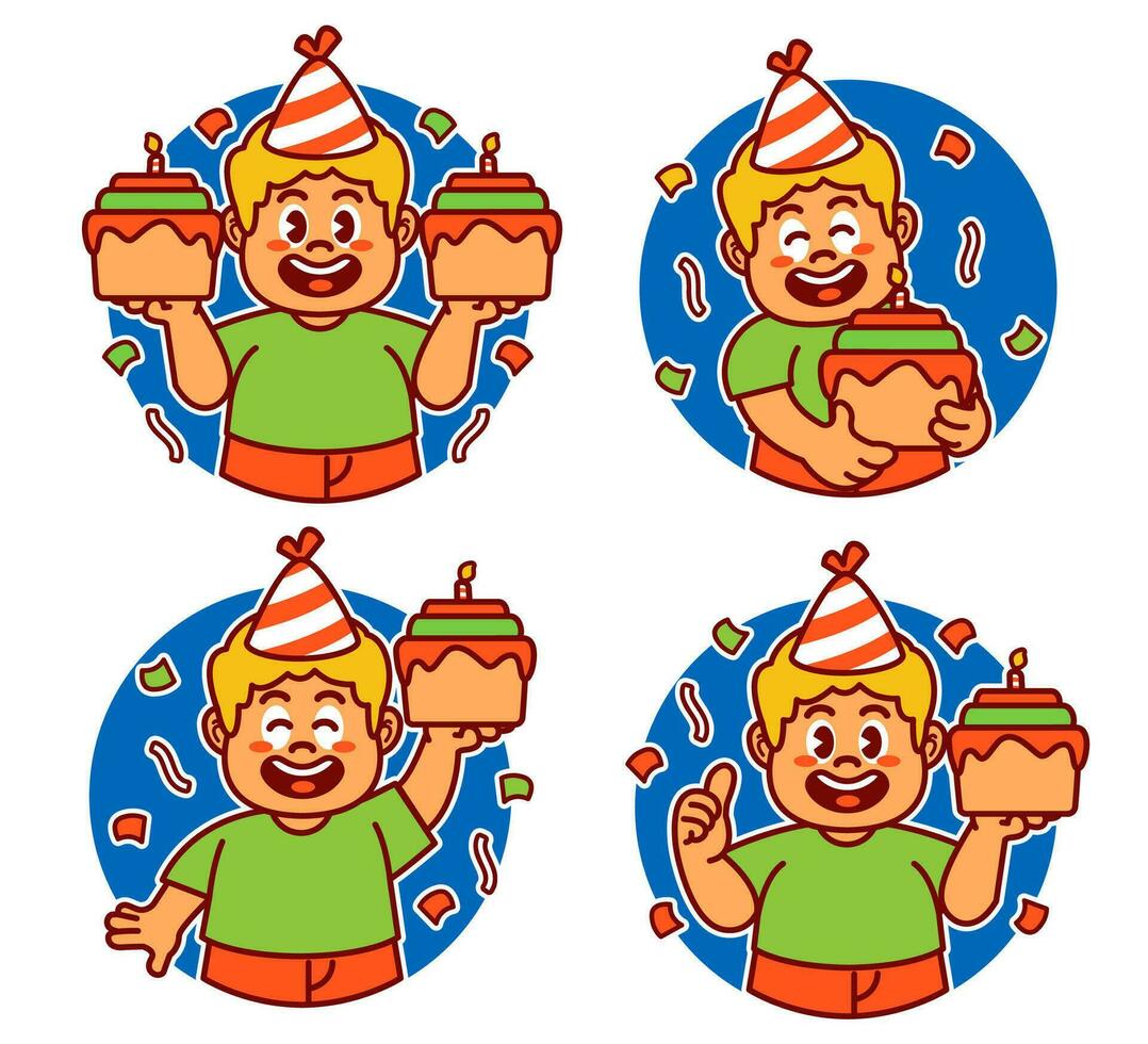 verjaardag jongen stickers vector