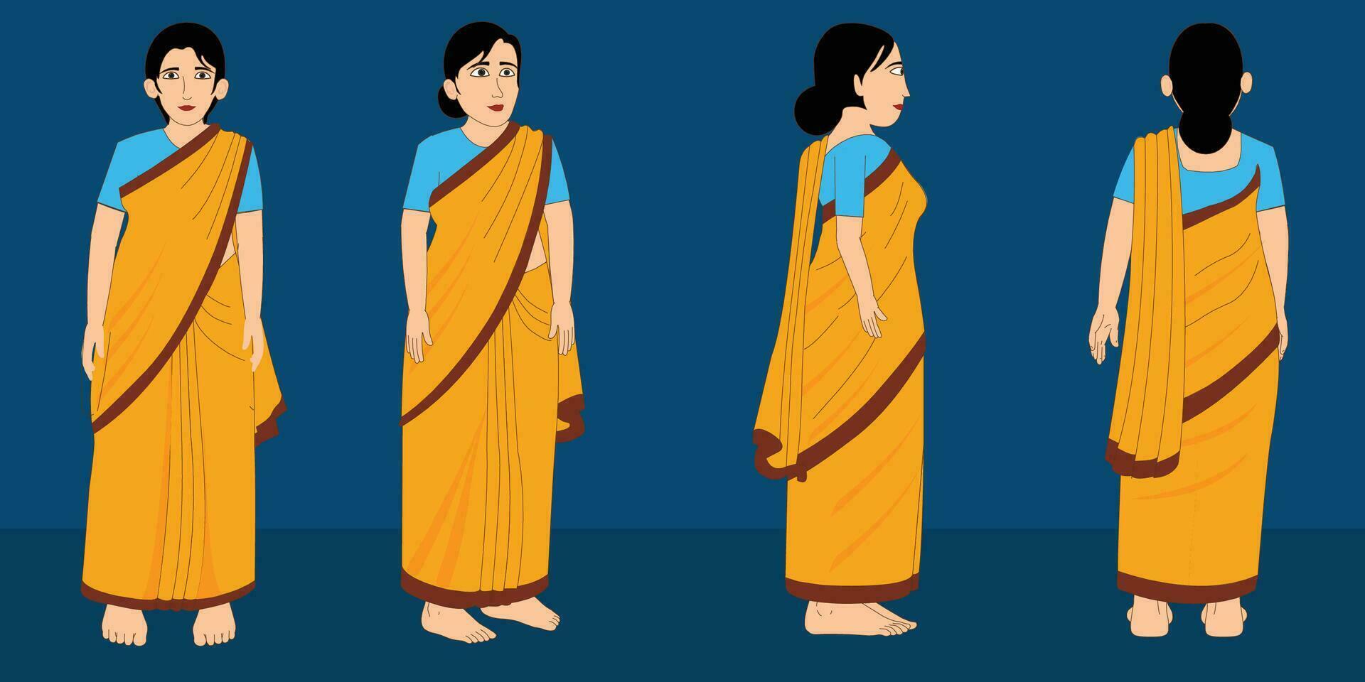 Indisch dorp Dames tekenfilm karakter. Moreel verhalen voor de het beste tekenfilm karakter vector vrij vector