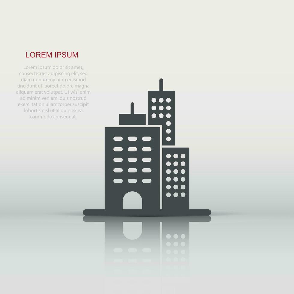 gebouw icoon in vlak stijl. stad- wolkenkrabber appartement vector illustratie Aan wit geïsoleerd achtergrond. stad toren bedrijf concept.